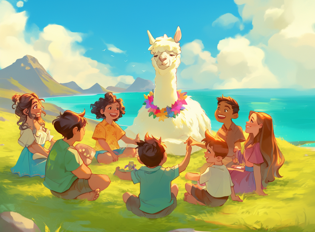 Llamahalo Reading to children